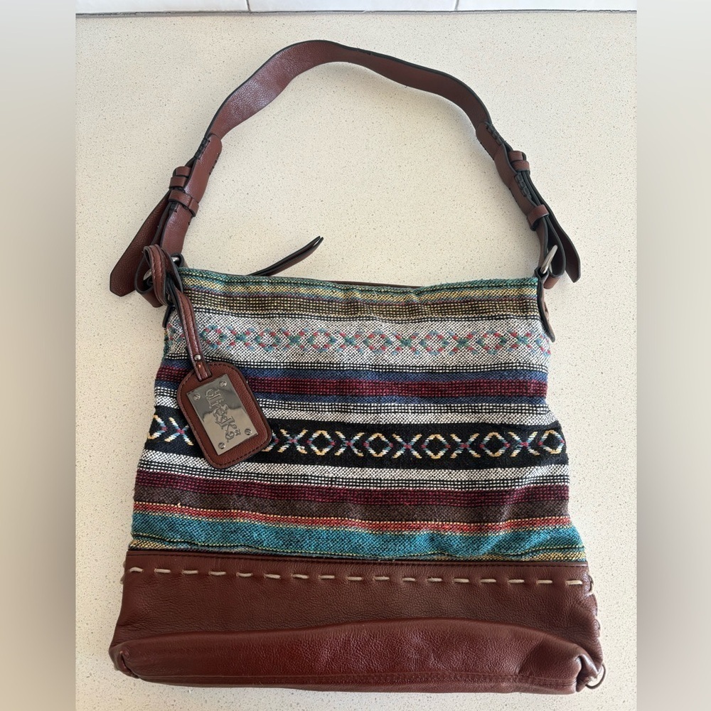 Treska Boho Large Tote Satchel Shoulder Bag Purse Earthtone Embroidered…